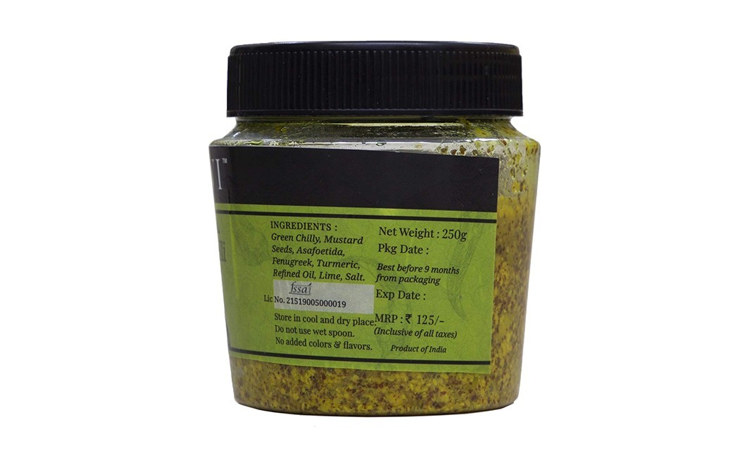 Suavi The Original Green Chilli Pickle   Glass Jar  250 grams